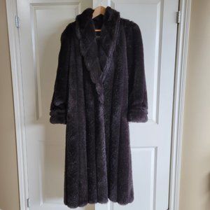 Women's Faux Fur Coat Black/Dark Brown - Size Medium from Monterey Fashions